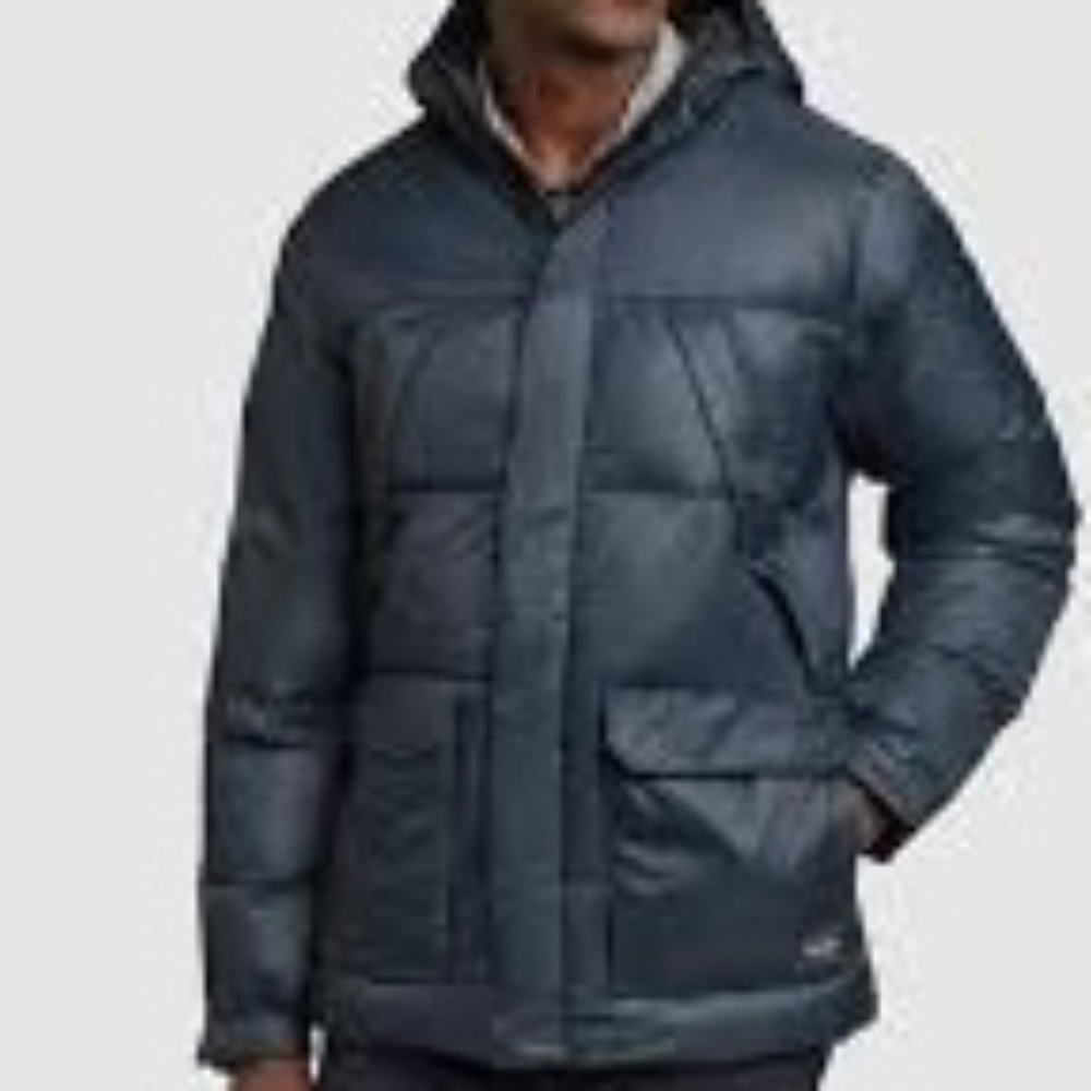 NWT Eddie Bauer Mens Stratuslite Parka Hooded Down Jacket Storm Blue